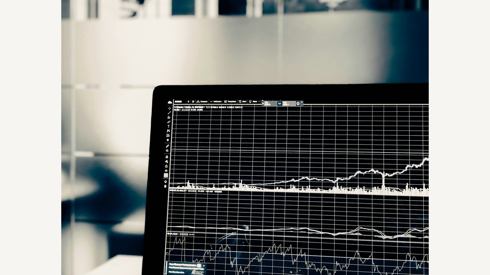 A line chart displayed on a laptop