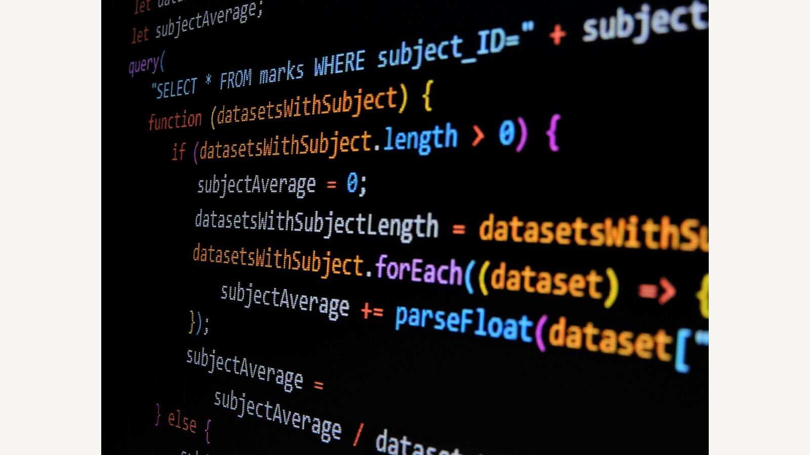 JavaScript code on a screen