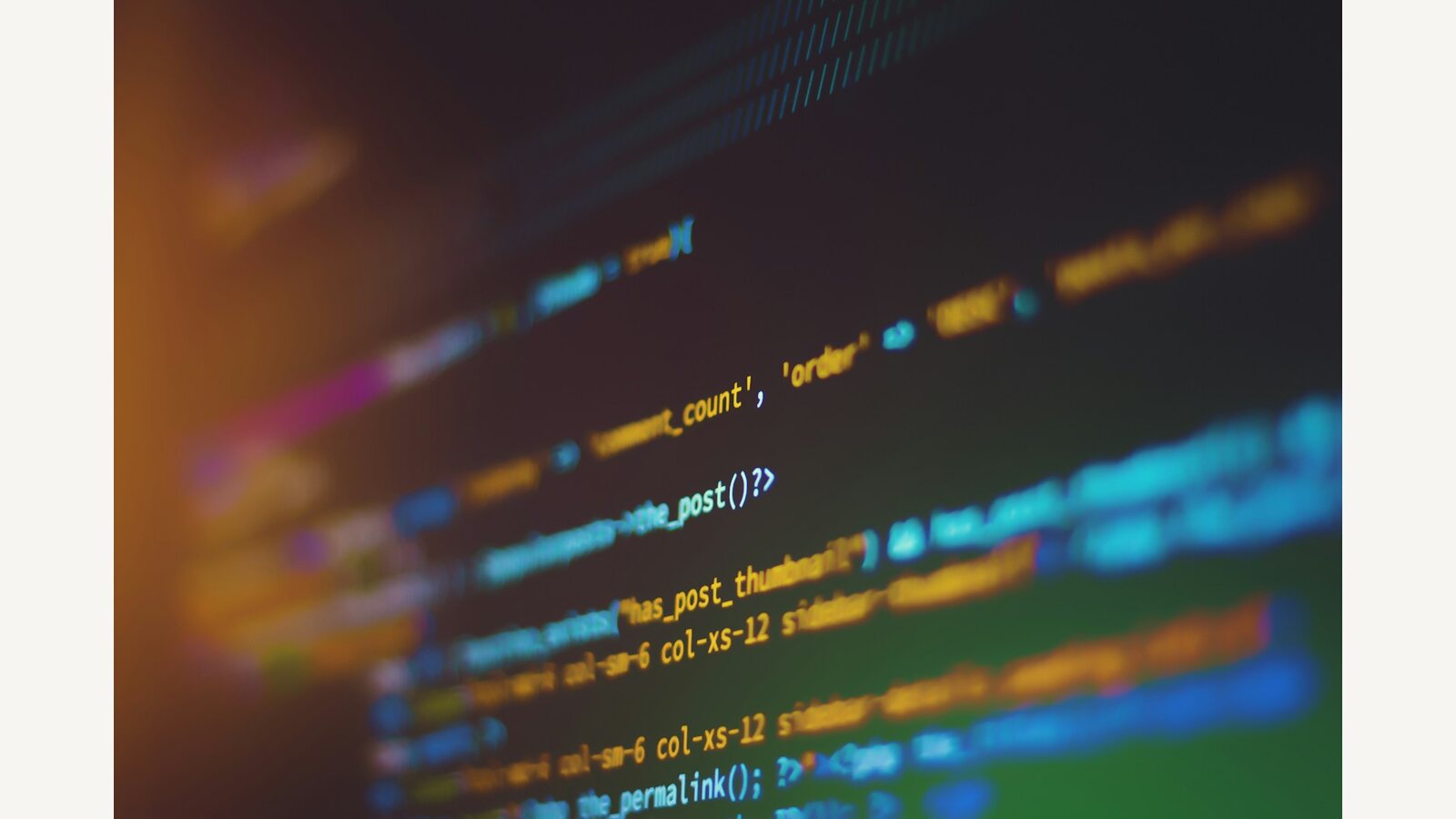 Close-up of application source code
