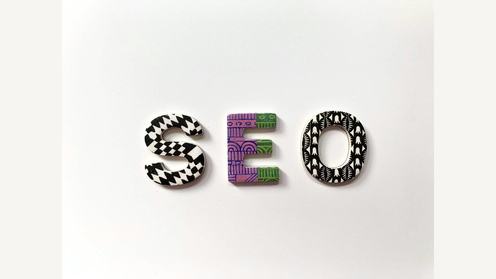 SEO letters in an illustrated search graphic