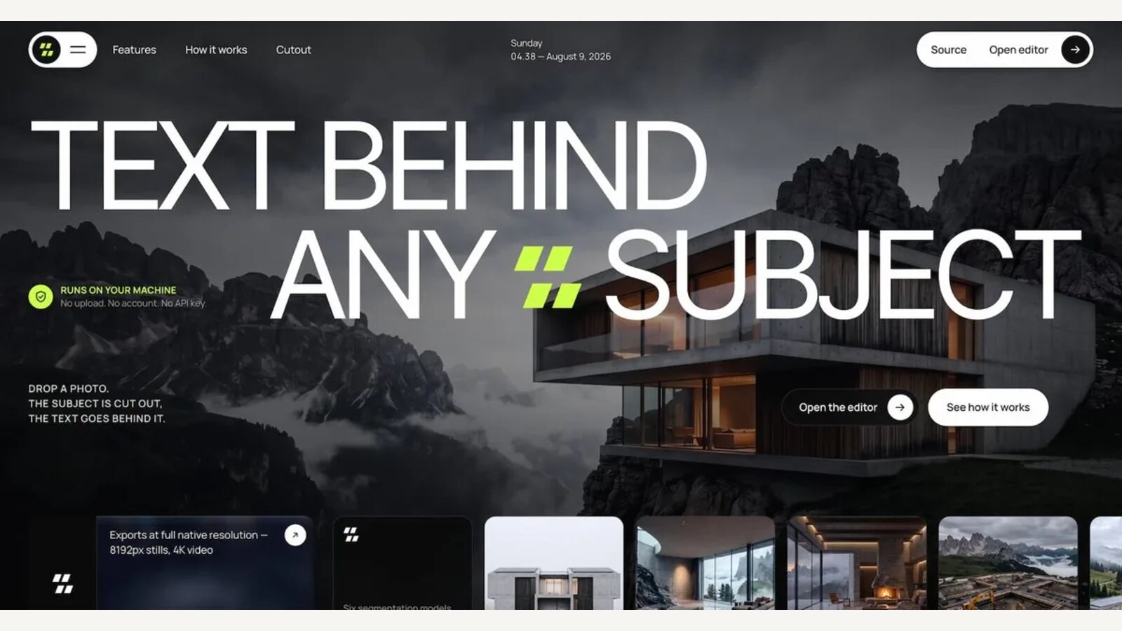 Text Behind Subject, a browser tool that runs AI on the device, built by Luminous