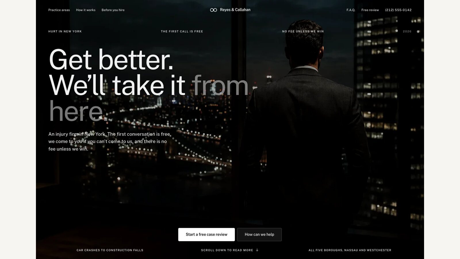 Reyes, a legal landing page concept built by Luminous