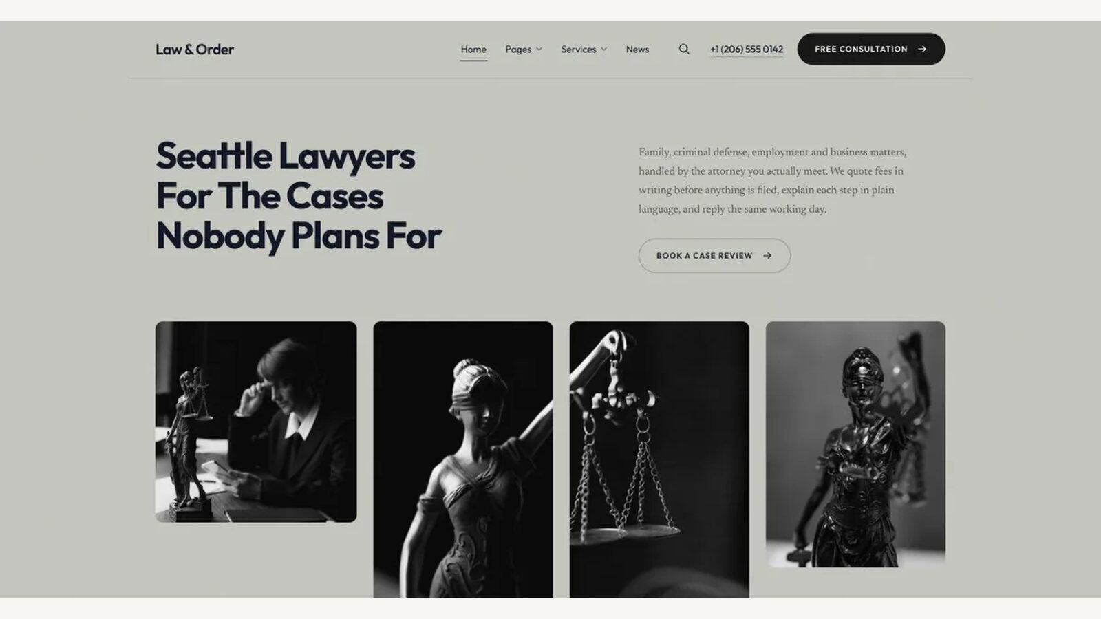 Law & Order, a law firm website concept built by Luminous