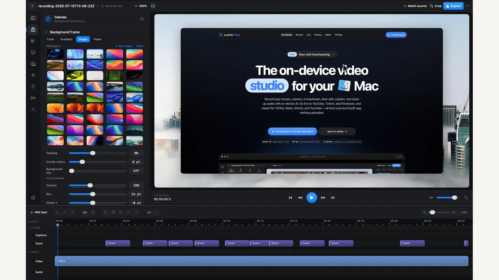 LumaTake, an AI Native Video Content Studio for Mac