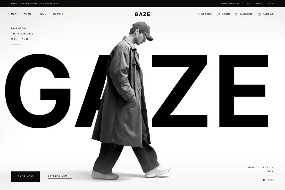 GAZE Fashion homepage hero