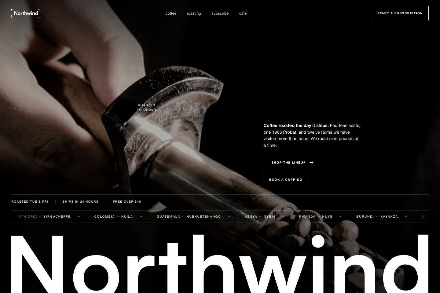 Northwind Coffee Roasters project interface