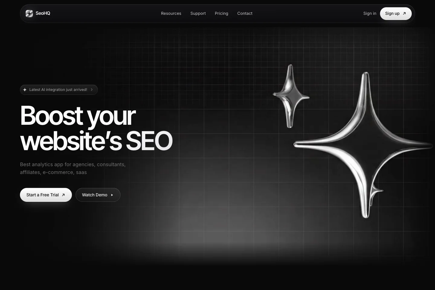 SEOHQ Landing Page project interface