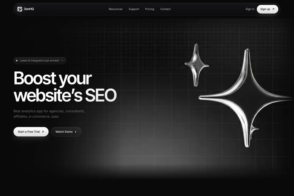 SEOHQ Landing Page homepage hero