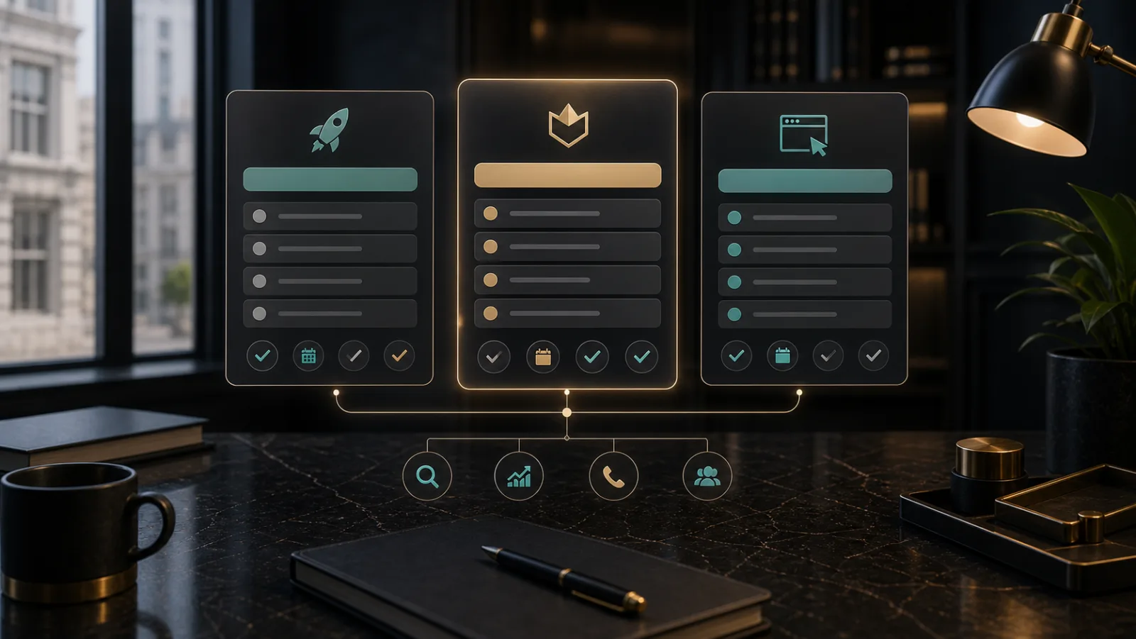 Pricing and analytics dashboard for legal marketing packages