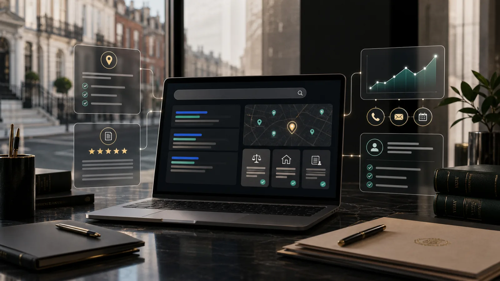 Search and analytics dashboard for solicitor SEO