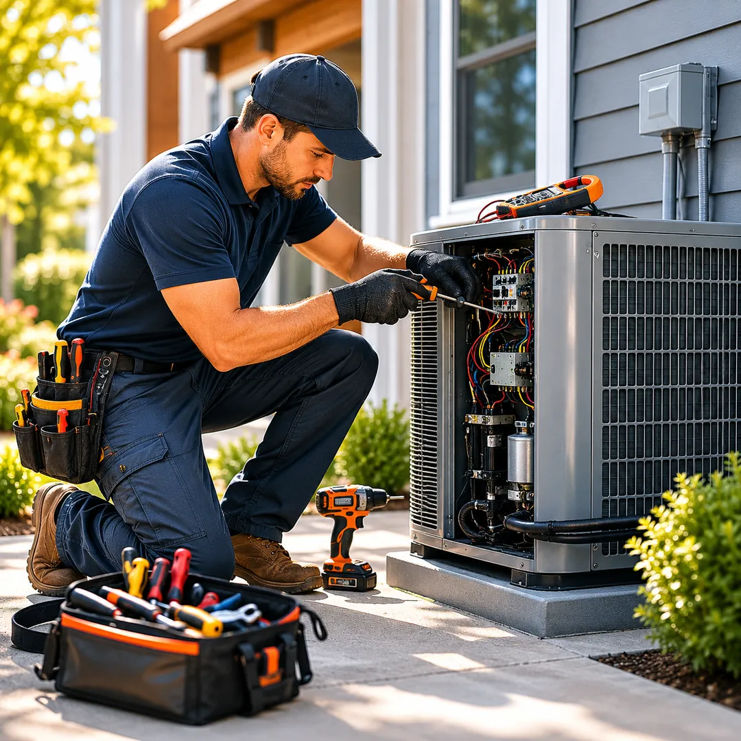 HVAC technician working on site