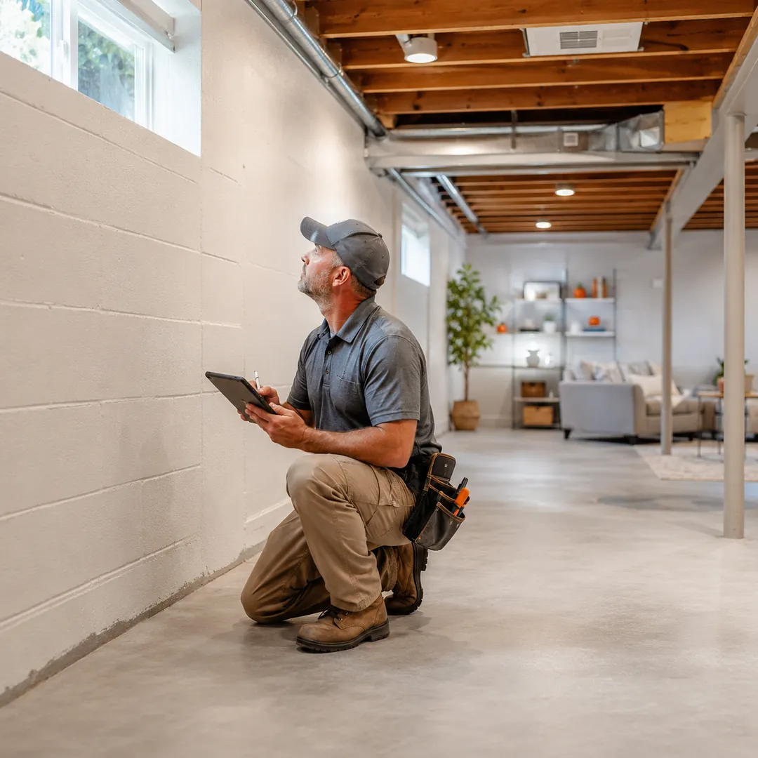 Reviewing a waterproofing project on a tablet